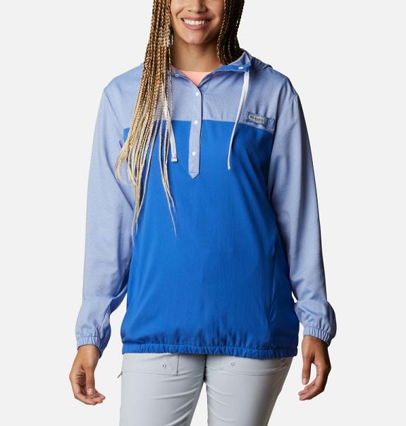 Columbia PFG Tamiami Hoodies Blue White For Women's NZ32780 New Zealand